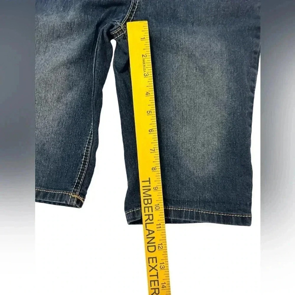 YMI Girls Blue Denim Shorts Sz 10 Bermuda Length Embroidered Button Flap Pockets - Picture 10 of 11